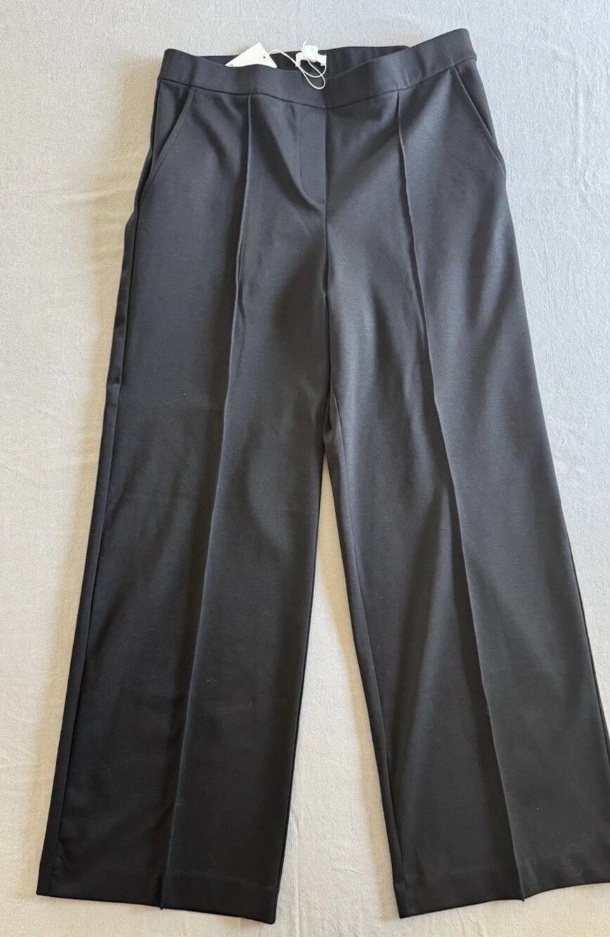 ARKET Wool Jersey Trousers Black M NWT High Rise Pintuck Straight Leg